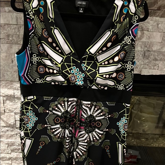 Nicole Blue black white Patterned Dress size 16 - Picture 4 of 10